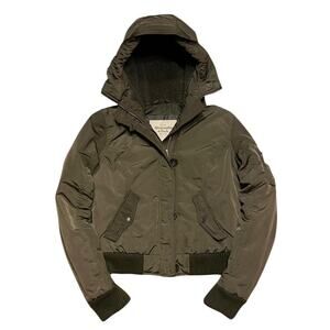 Vintage Y2K Abercrombie & Fitch green utility bomber jacket with hood Size M
